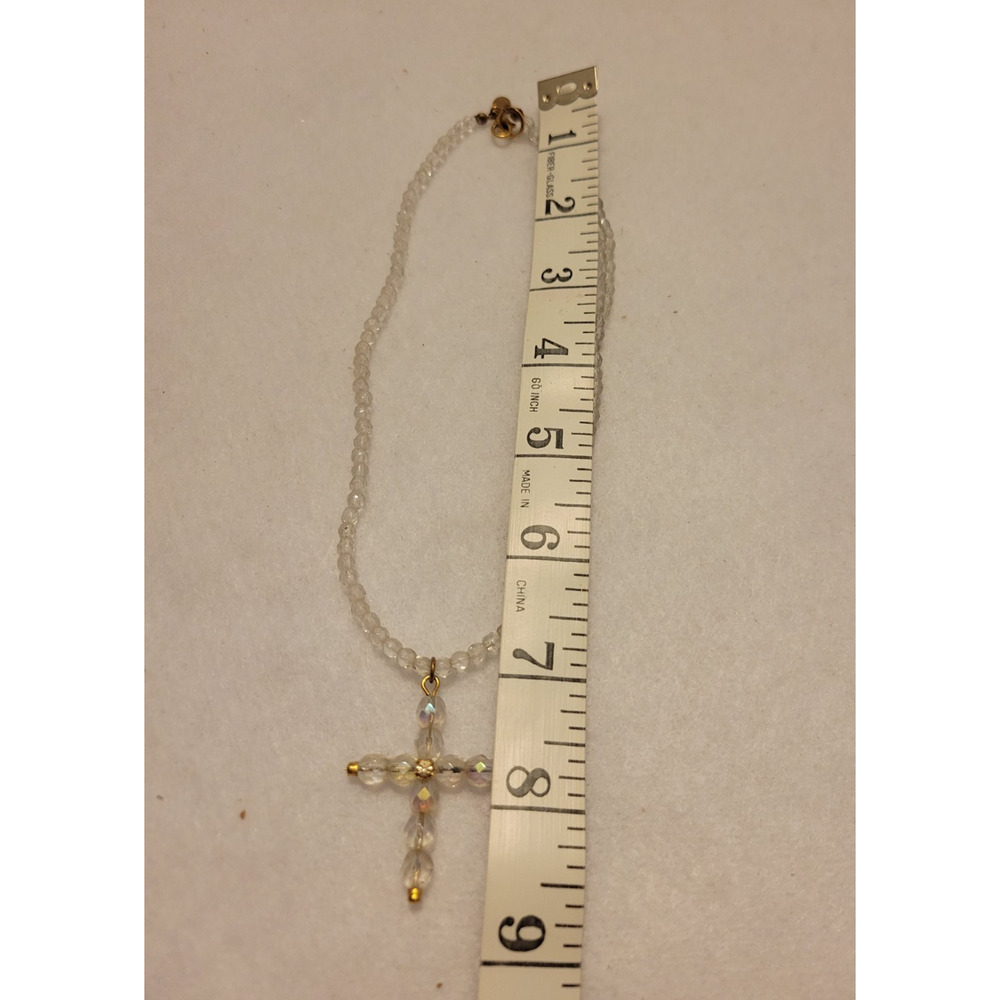 The Limited Crucifix Cross Pendant‎ Necklace Clear Plastic Crystal Religious - Picture 3 of 5